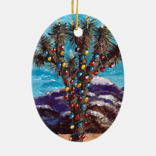 "Southwestern Christmas" Ceramic Tree Decoration (Back)
