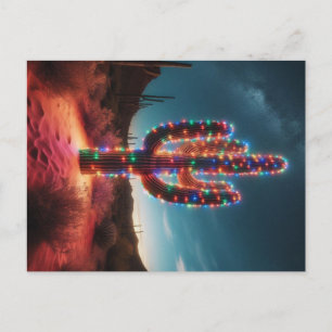 Southwestern Christmas desert cactus  Holiday Postcard