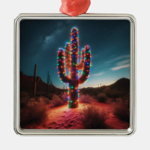 Southwestern Christmas desert cactus Metal Tree Decoration