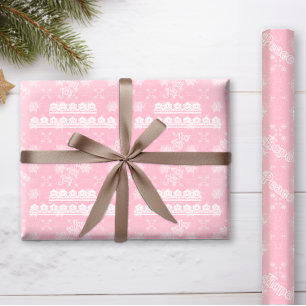 Southwestern Christmas Snowflakes Dusty Rose Wrapping Paper