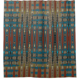 Southwestern Colours Zigzag Abstract Rust Green Shower Curtain