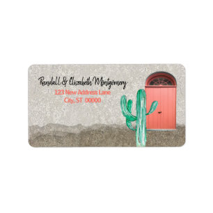 Southwestern Coral Door Saguaro Cactus Custom Label