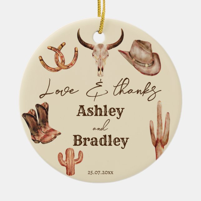 Southwestern country ranch wedding favour gifts ceramic tree decoration (Front)