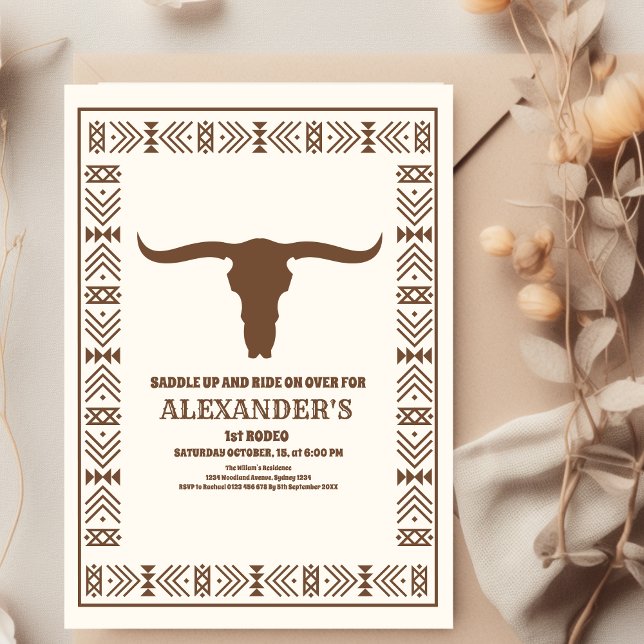 Southwestern Country Ranch Western 1st Birthday Invitation (Creator Uploaded)