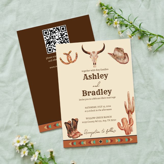 Southwestern country ranch western cowboy wedding invitation (Creator Uploaded)