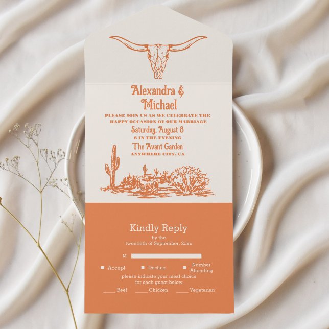 Southwestern Country Ranch Western Wedding All In One Invitation (Creator Uploaded)