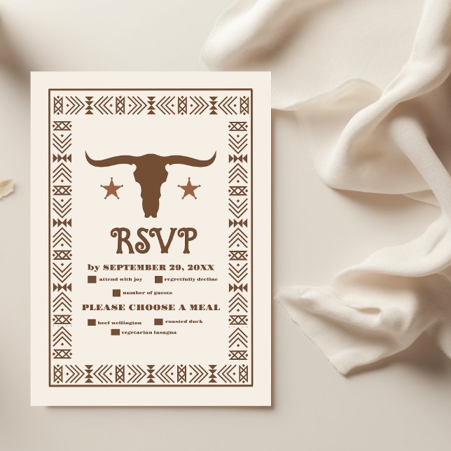 Southwestern Country Ranch Western Wedding RSVP Card (Creator Uploaded)