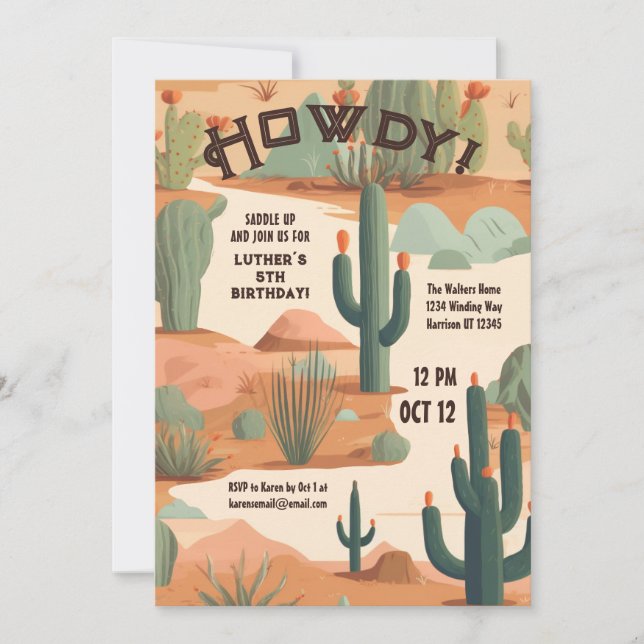 Southwestern Cowboy Boys Birthday  Invitation (Front)