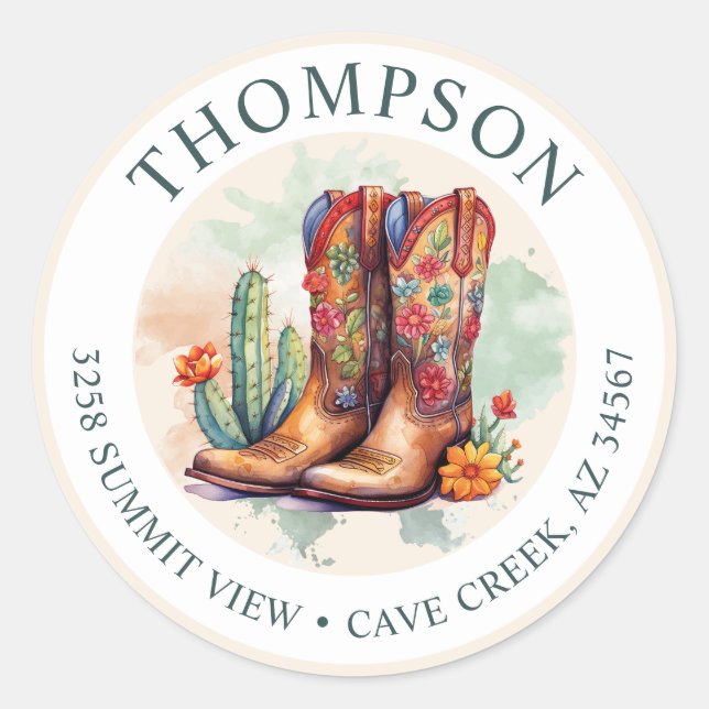 Southwestern Cowgirl Boots Return Address Label (Front)