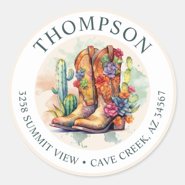 Southwestern Cowgirl Boots Return Address Label (Front)