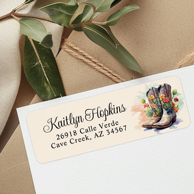 Southwestern Cowgirl Boots Return Address Label (Creator Uploaded)