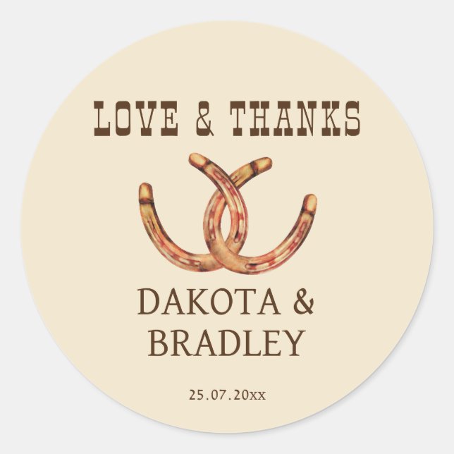 Southwestern cowgirl western thank you classic round sticker (Front)