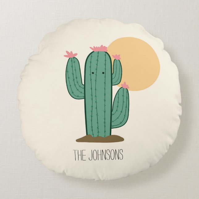 Southwestern Decor Cactuss Throw Pillow (Front)