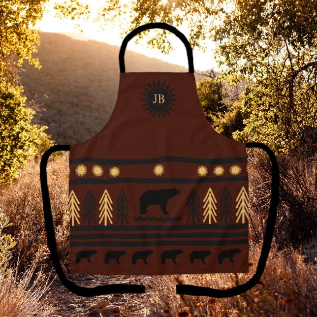 Southwestern Deep Redwood Navajo Black Bear Apron (Creator Uploaded)