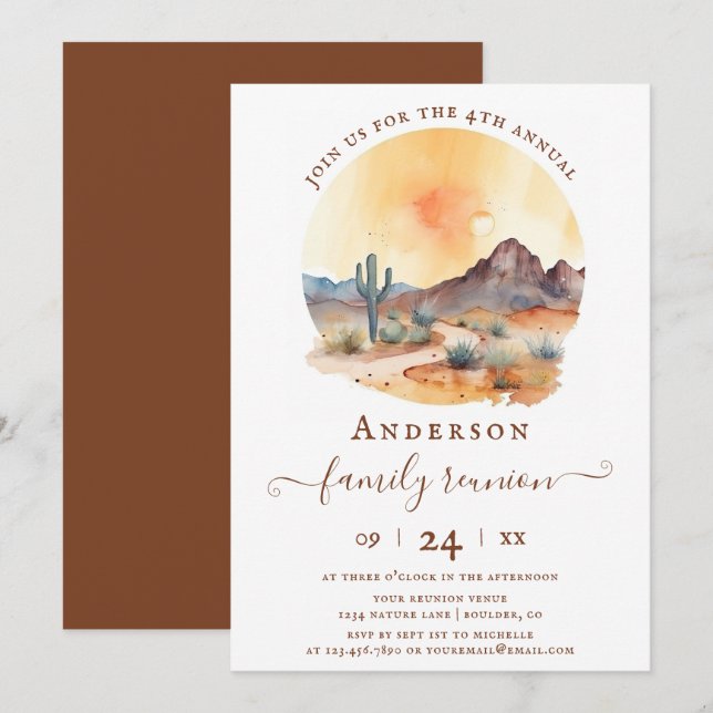 Southwestern Desert and Cactus Family Reunion Invitation (Front/Back)