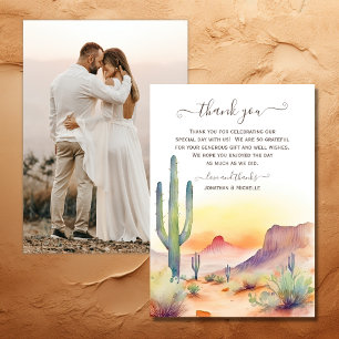 Southwestern Desert and Cactus Photo Wedding Thank You Card
