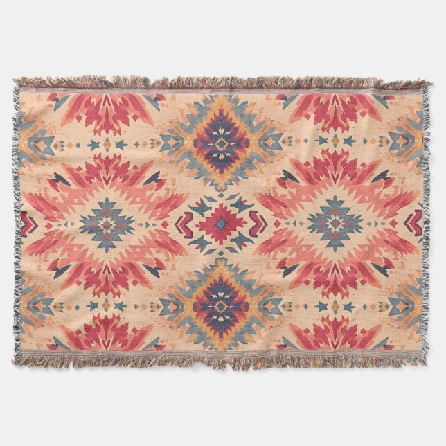 Southwestern Desert Geometric Pattern  Throw Blanket (Front)