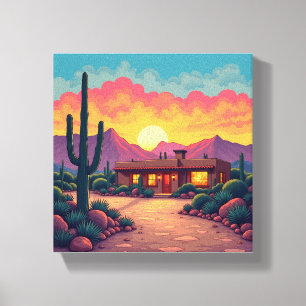 Southwestern Desert Home Beautiful Sunset Canvas Print