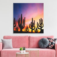 Southwestern Desert Landscape Cactus Sunrise Image