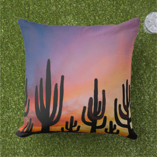 Southwestern Desert Landscape Cactus Sunrise Image Cushion