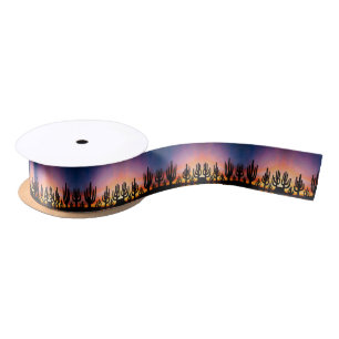 Southwestern Desert Landscape Cactus Sunrise Image Satin Ribbon