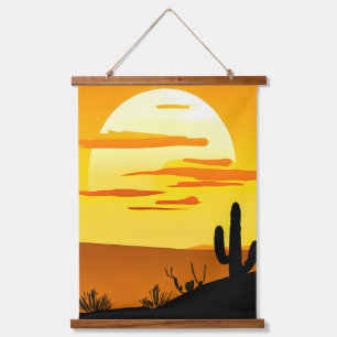 Southwestern Desert Sunset with Cactus  Hanging Tapestry