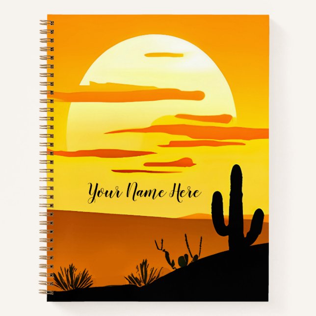 Southwestern Desert Sunset with Cactus  Notebook (Front)
