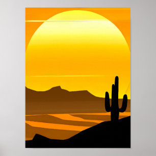 Southwestern Desert Sunset with Mesas Poster