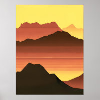 Southwestern Desert Sunset with Mountains