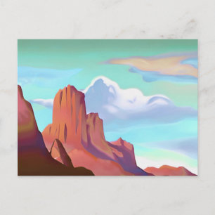 Southwestern Desert with Mountains Minimalist Art  Postcard