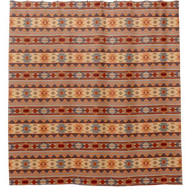 Southwestern Design Tan Shower Curtain (Front)