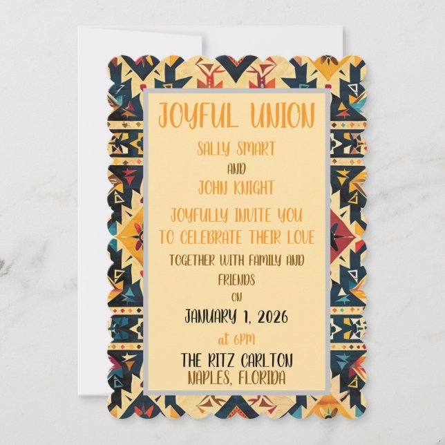 southwestern design wedding invitation (Front)