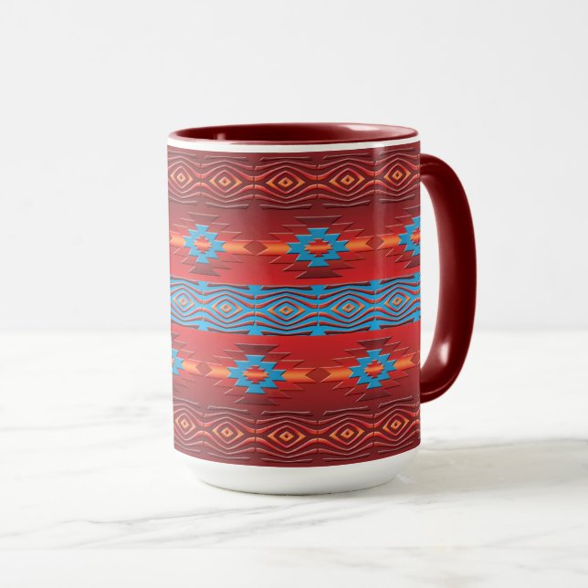 Southwestern ethnic geometric design mug (Front Right)