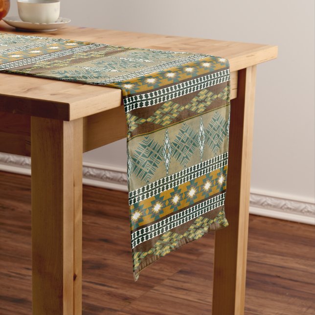 Southwestern ethnic geometric pattern. short table short table runner (In Situ)