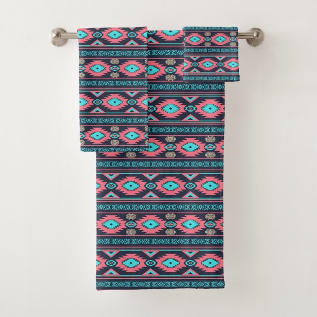 Southwestern ethnic tribal pattern. bath towel set (Insitu)