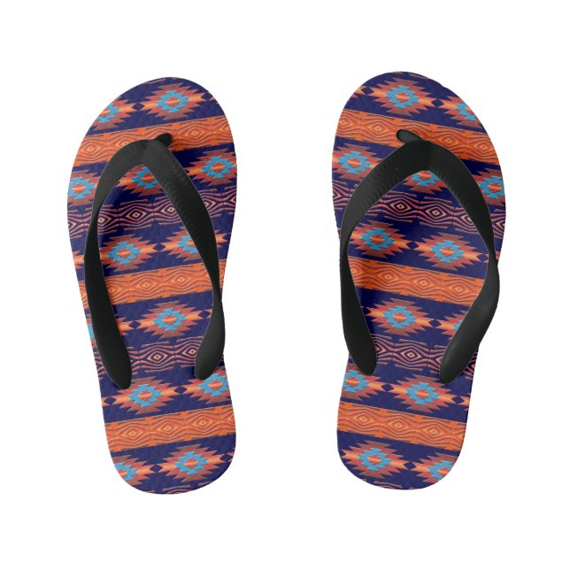 Southwestern ethnic tribal pattern. kid's jandals (Footbed)