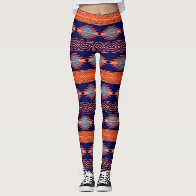 Southwestern ethnic tribal pattern. leggings (Front)