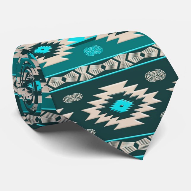Southwestern ethnic tribal pattern.monogram tie (Rolled)