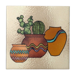 Southwestern faux stained glass decor tile