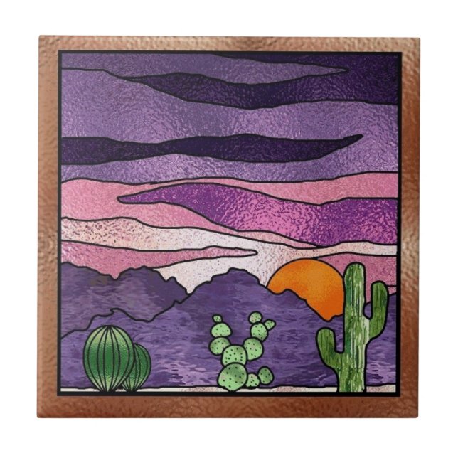 Southwestern faux stained glass decor tile (Front)