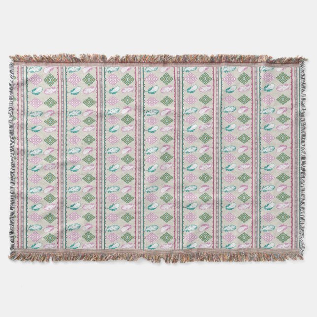 Southwestern Feathrs Ethnic Throw Blanket (Front)