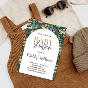 Southwestern Floral Cowgirl Boots Baby Shower Invitation