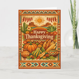 Southwestern Folk Art Happy Thanksgiving Harvest Card