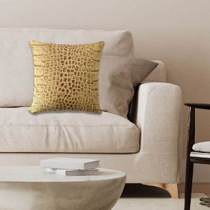 southwestern Gold brown Alligator Leather Cushion