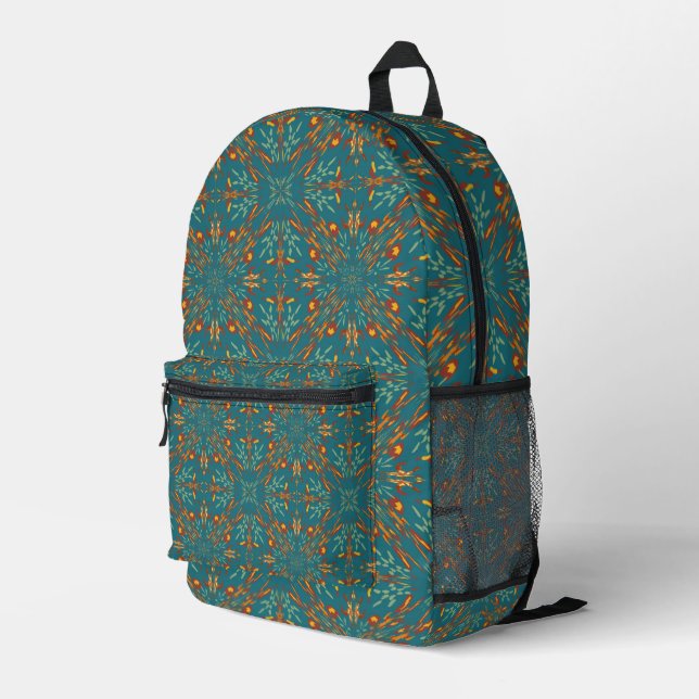 Southwestern Golden Sun Ray Colours Pattern Printed Backpack (Back Corner Right)