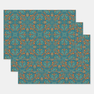 Southwestern Golden Sun Ray Colours Pattern Wrapping Paper Sheet