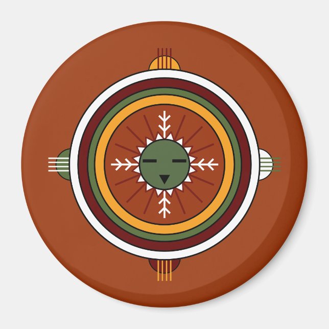Southwestern Hopi Native American Sun Face Magnet (Front)
