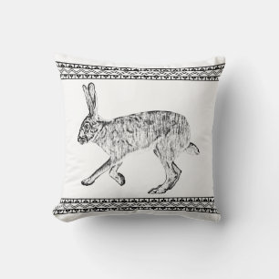 Southwestern Jackrabbit and Geometric Mountains Cushion