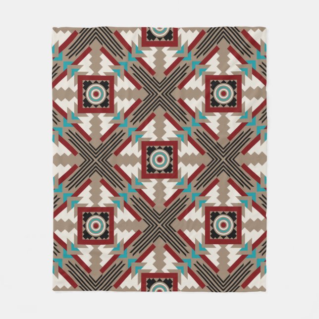 Southwestern Large Print Earth Tones Fleece Blanket (Front)