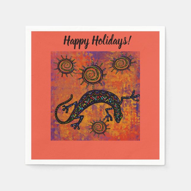 SOUTHWESTERN  LIZARD ART     NAPKIN (Front)